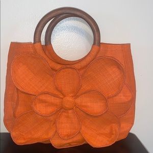 MARY Y SOL ORANGE STRAW BAG